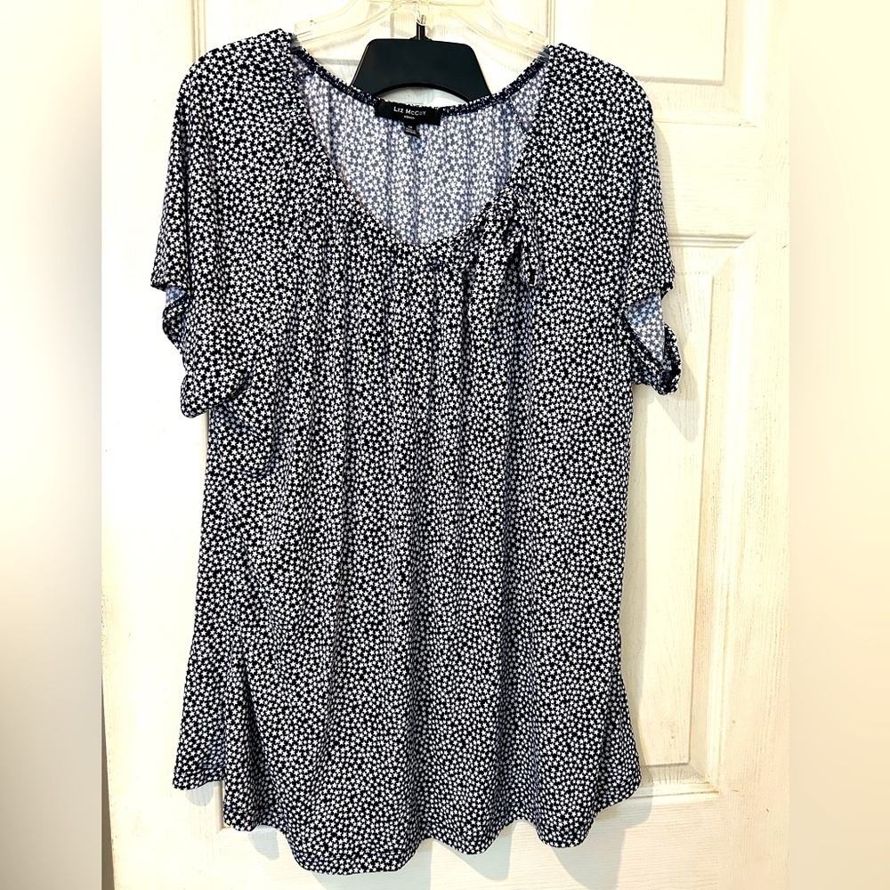 NWOT Liz McCoy Navy Blue with White Tiny Stars Throughout The Top
